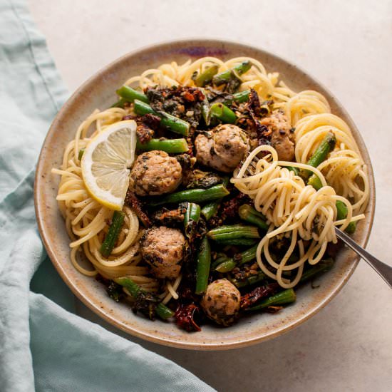 Chicken Sausage Pasta with Spinach