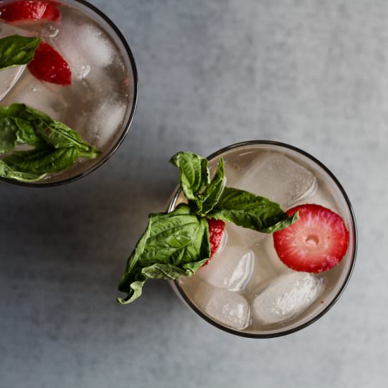 Strawberry-Basil Shrub Cocktail