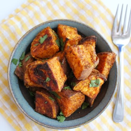 Spicy Curry Roasted Sweet Potatoes