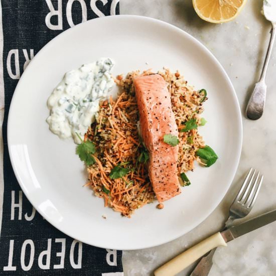 Baked Salmon With Grain Salad