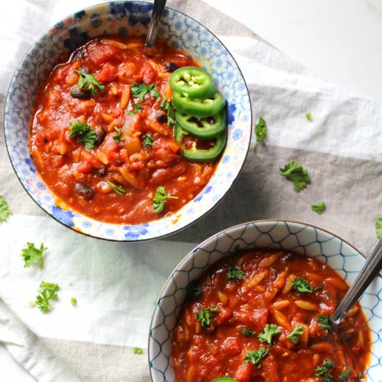 Vegetarian Orzo Chili