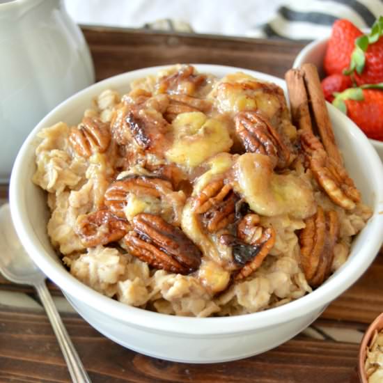 Caramelized Banana Pecan Oatmeal