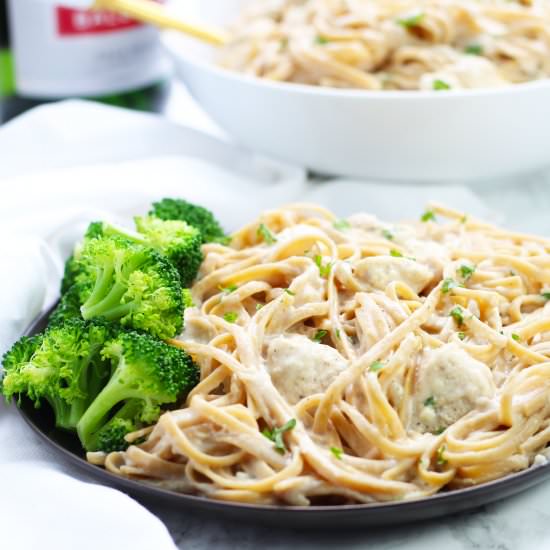 Skinny Chicken Alfredo with Noodles