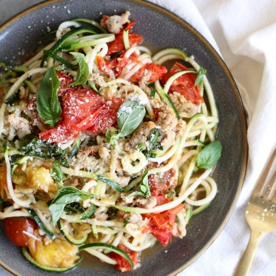 Roasted Tomato Zucchini Noodles