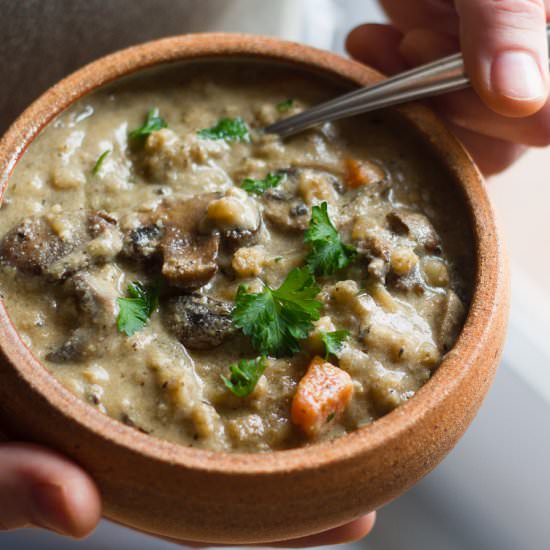 Creamy Mushroom Barley Soup
