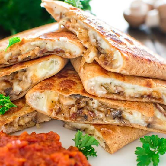 Mashed Potato and Mushroom Quesadilla