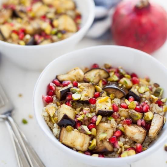 Quinoa with Eggplant & Pomegranate