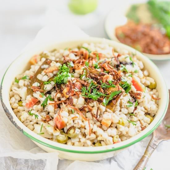 Vegetable barley pilaf