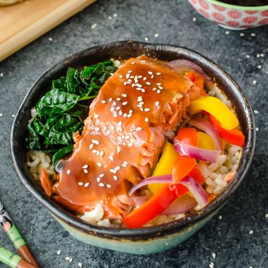 Maple Orange Teriyaki Salmon Bowls