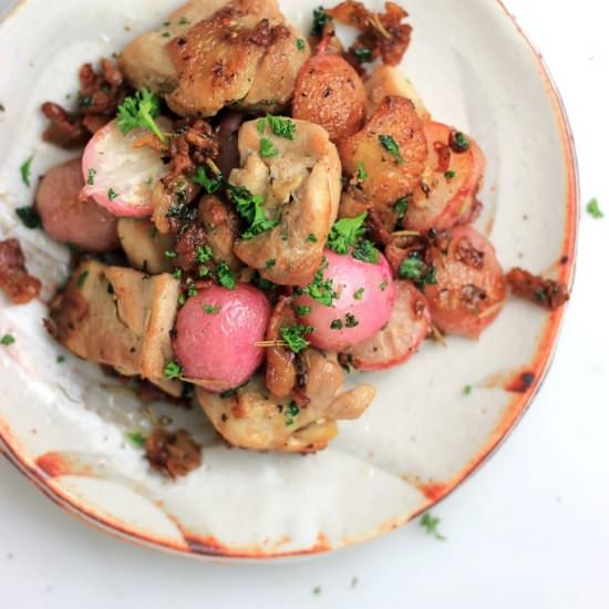 Grilled Chicken, Bacon & Radishes