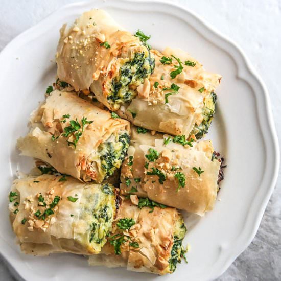 Spinach Ricotta Spanakopita Rolls