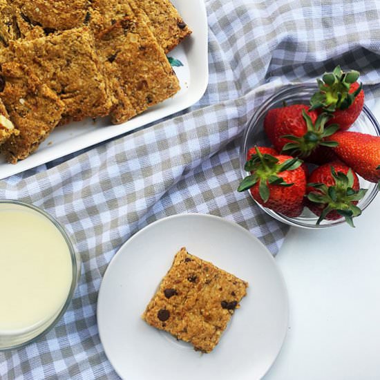 Almond Oat Chocolate Chip Squares