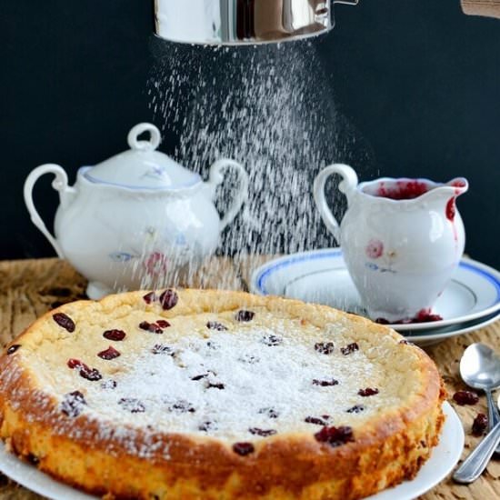Rice pudding with fruit sauce