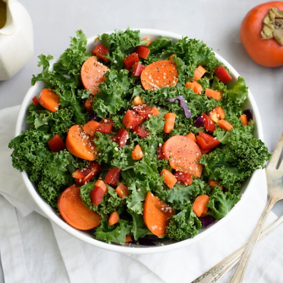 Winter Persimmons & Kale Salad
