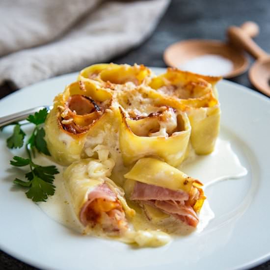 Ham and Cheese Pasta Rosettes