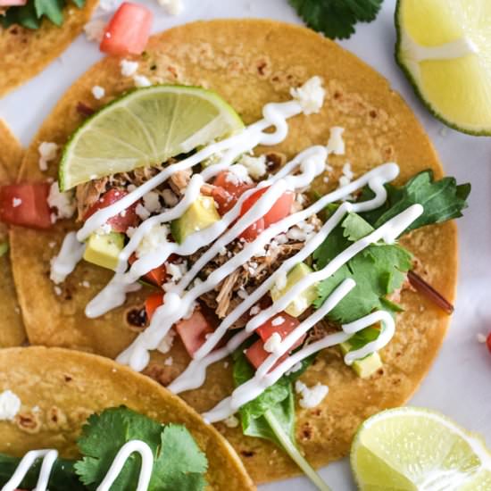 Slow Cooker Chicken Carnitas Tacos