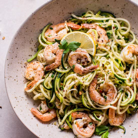 15 Minute Garlic Shrimp Zoodles