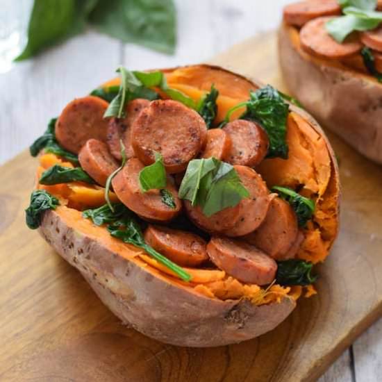 Sausage Stuffed Sweet Potatoes