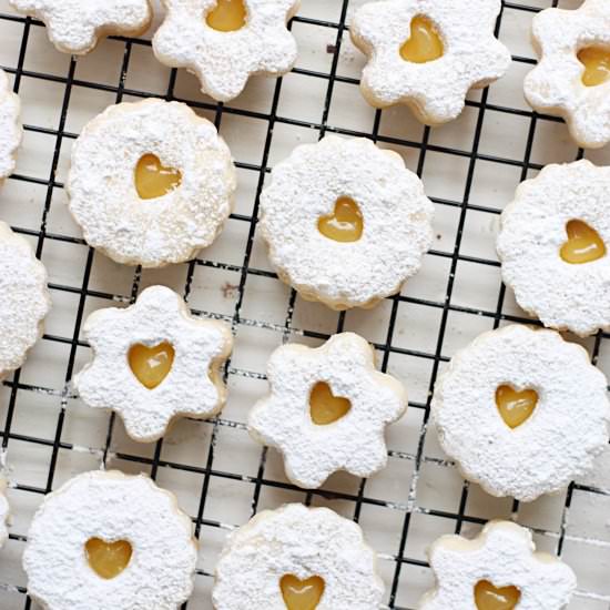 Lemon Curd Linzer Sandwich Cookies
