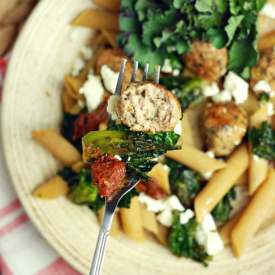 Kalettes pasta with meatballs