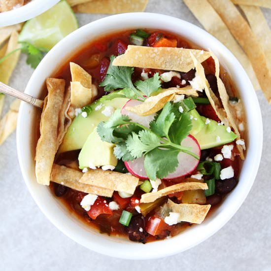Slow Cooker Bean Tortilla Soup