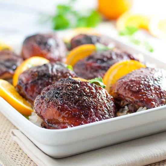 Hoisin Orange Glazed Chicken Thighs