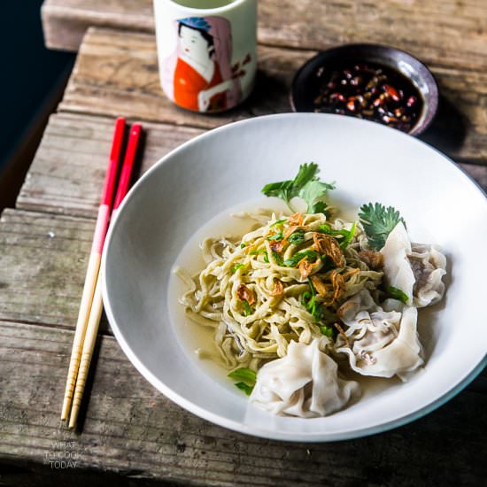Homemade Matcha Egg Noodles