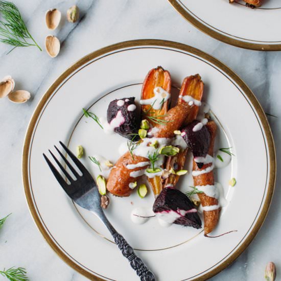 carrots + beets w/cashew dill sauce