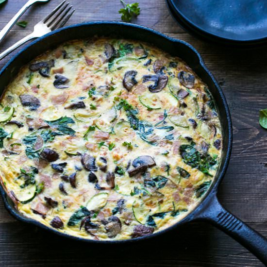 EASY HAM SPINACH ZUCCHINI FRITTATA