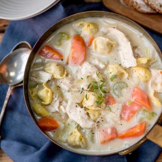 Creamy chicken tortellini soup
