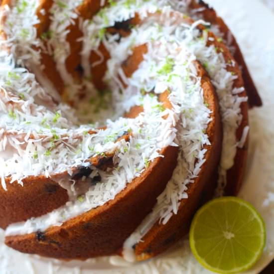 Coconut Lime Blueberry Bundt Cake