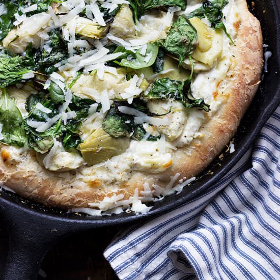 Spinach Artichoke Skillet Pizza