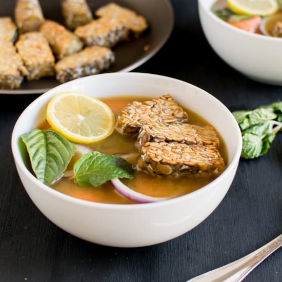 Pan Seared Tempeh Soup