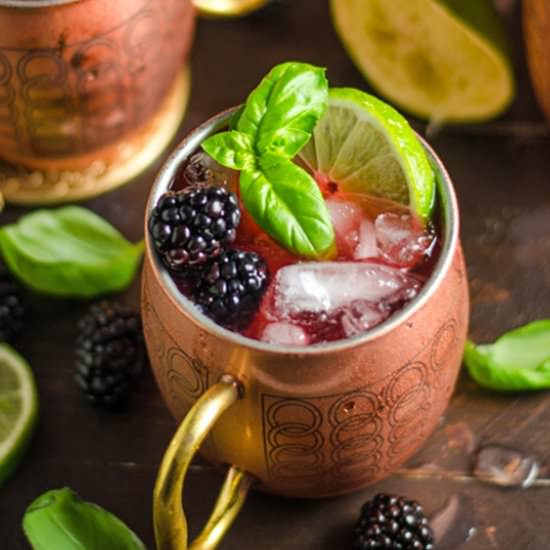 Blackberry Basil Moscow Mules