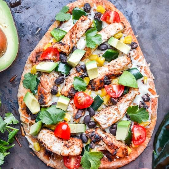 Southwestern Chicken Naan Pizza