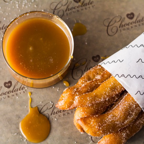 Churros Dipped in Salted Caramel