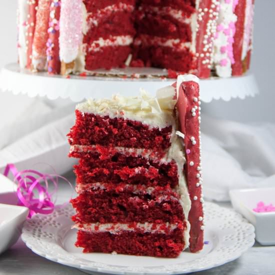 Pretzel Rod Red Velvet Cake