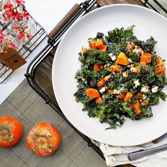 Shredded Kale and Persimmon Salad