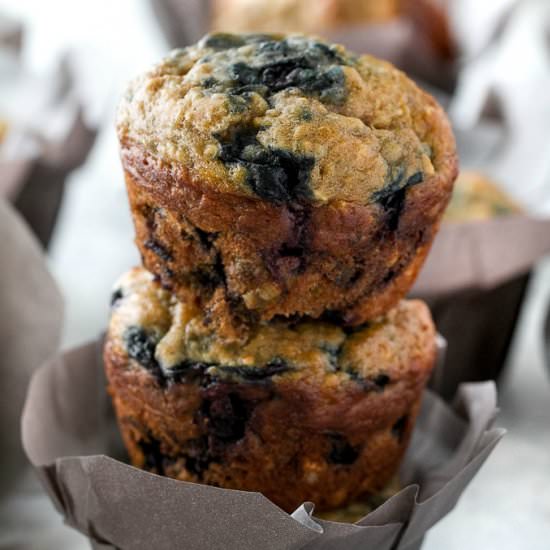 Blueberry Banana Oatmeal Muffins