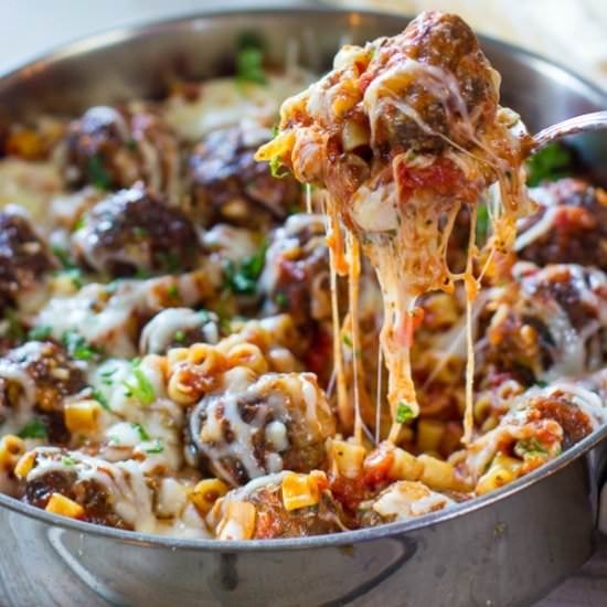 One Pan Meatballs and Pasta