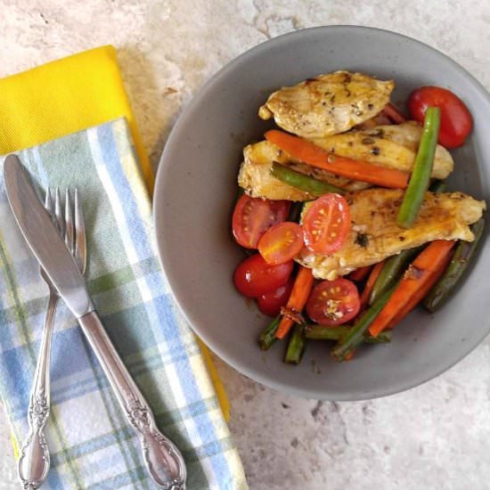 One Pot Balsamic Chicken & Veggies
