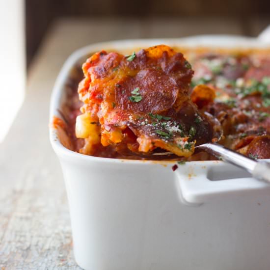 Cheesy Cauliflower Pizza Casserole