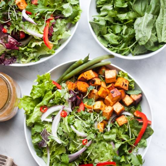 Fresh Herb Salad with Baked Tofu