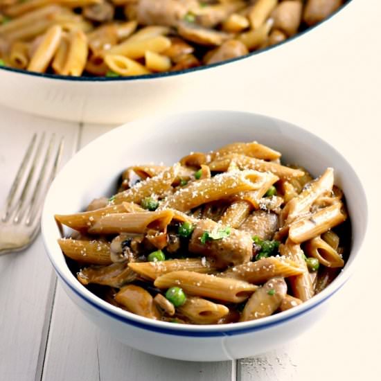 Creamy Sausage, Pea Pasta