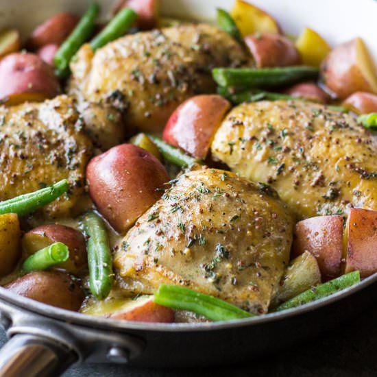 One Skillet Mustard Chicken