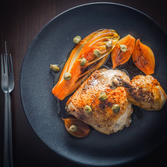Braised Chicken with Chicory