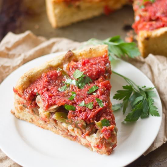 Vegan Deep Dish Pizza