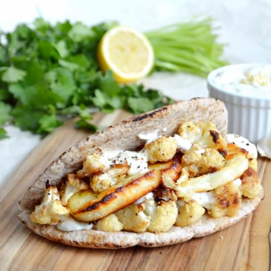 Roasted Lemon Cauliflower & Halloumi