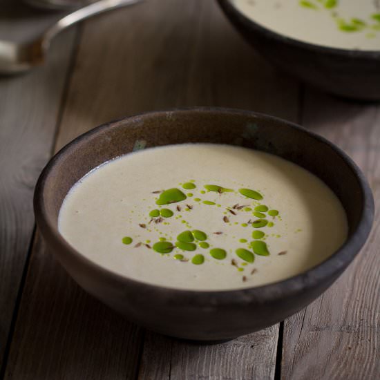 Cabbage Soup with Chive Oil