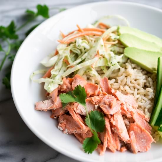 Salmon & Slaw with Tahini Dressing